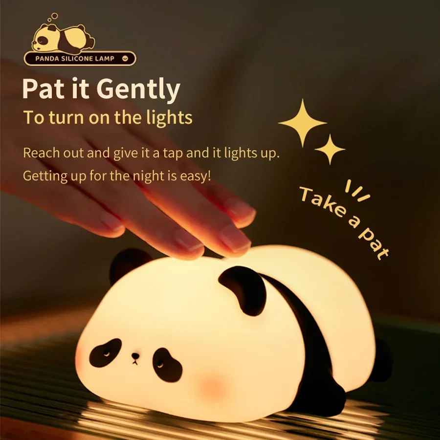 Panda LED Night Light – Touch Sensor Silicone Lamp for Kids Room