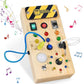 Montessori Wooden Busy Board with LED – Early Learning Toy for Kids