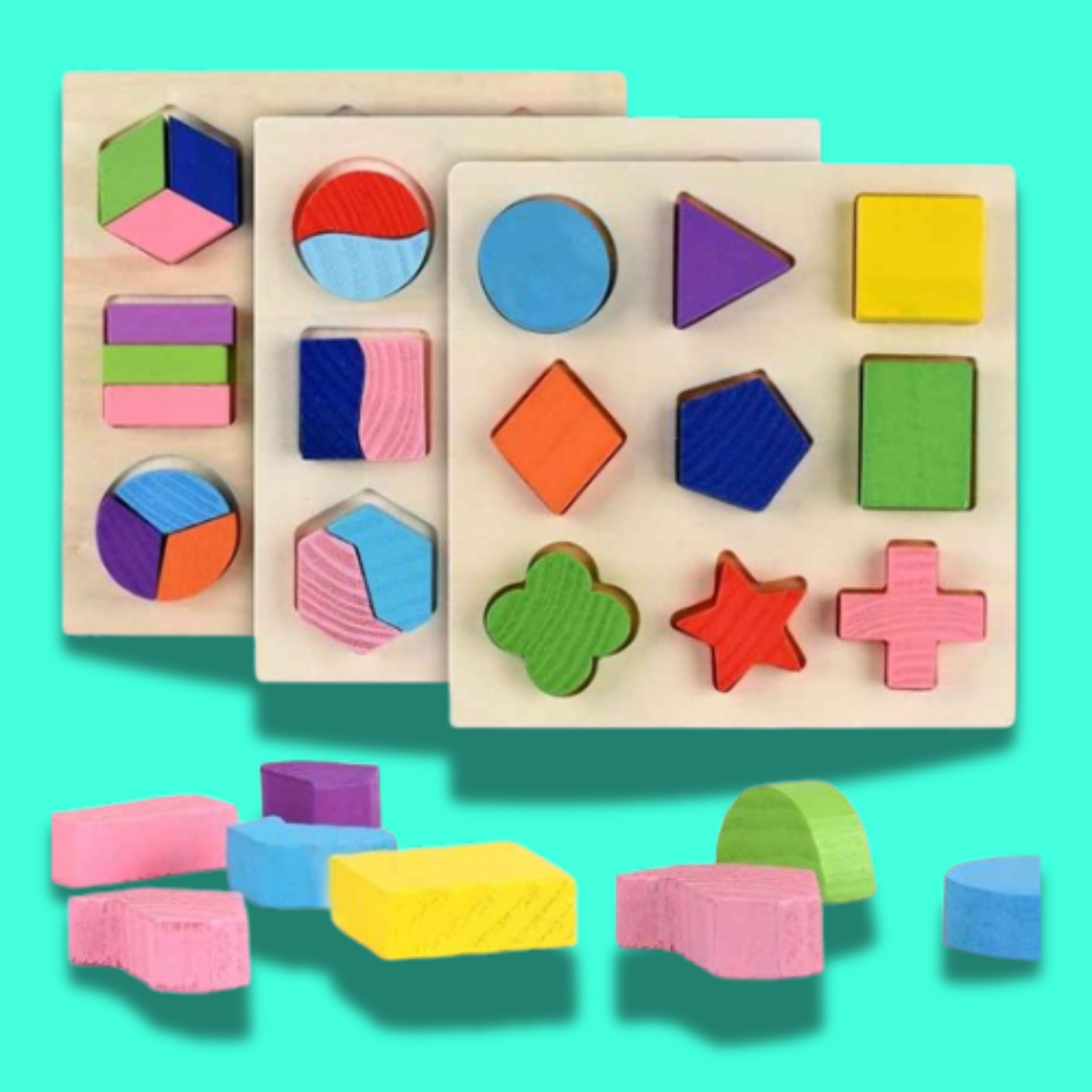 Wooden Geometric Shape Sorting Puzzle – Montessori Educational Toy