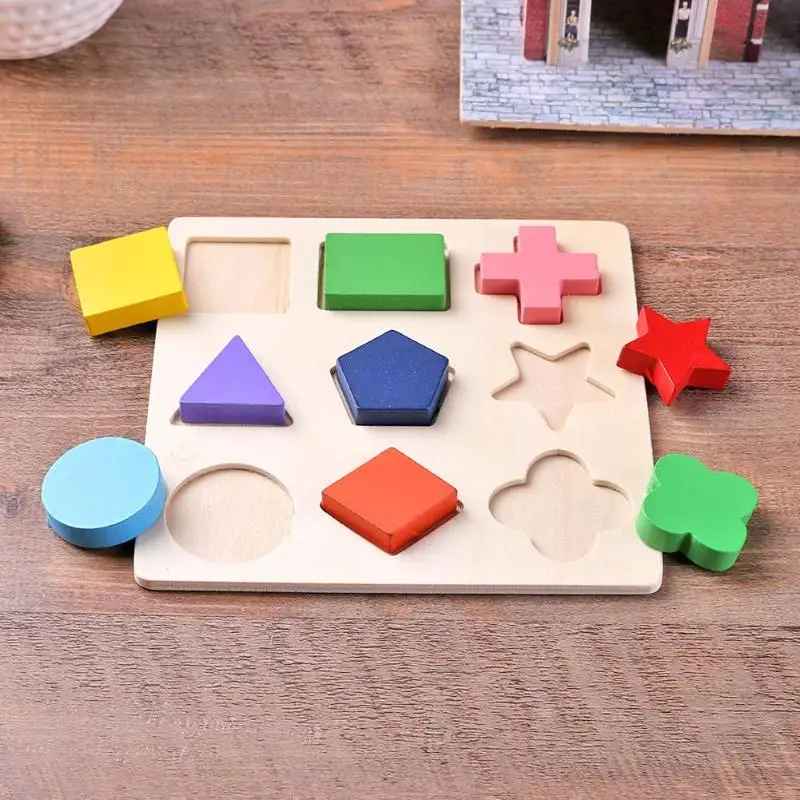 Wooden Geometric Shape Sorting Puzzle – Montessori Educational Toy
