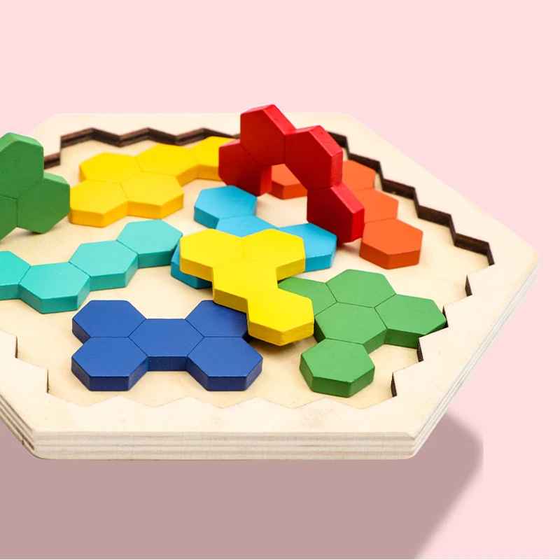 Colorful Wooden 3D Tangram Puzzle – Educational Shape Game for Kids