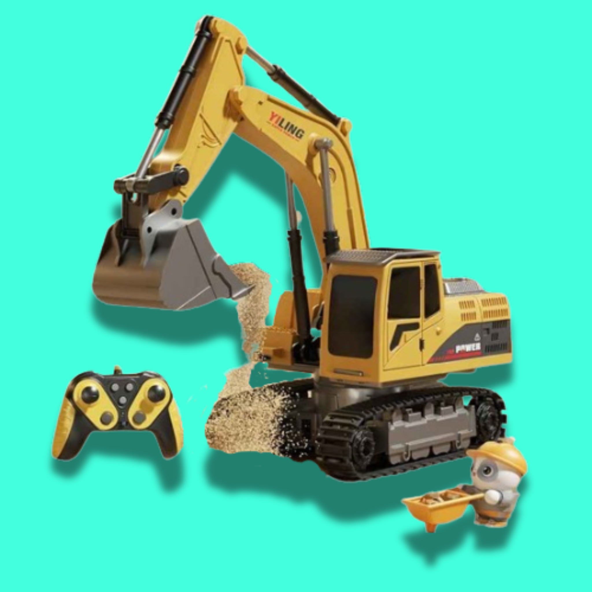 Alloy Remote Control Excavator Toy with Lights & Sound
