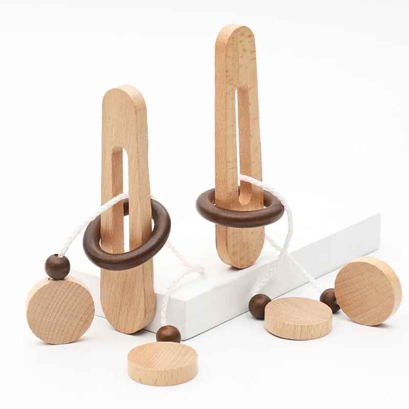 Wooden Ring Escape Puzzle – Classic Brain Teaser Intelligence Toy