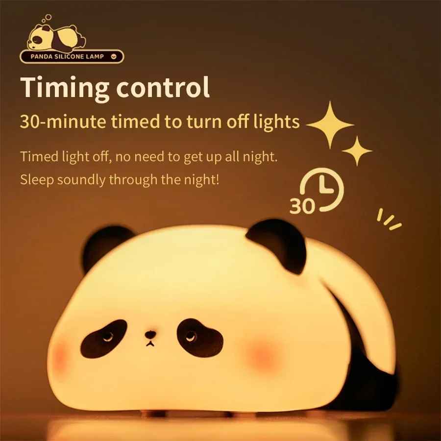 Panda LED Night Light – Touch Sensor Silicone Lamp for Kids Room