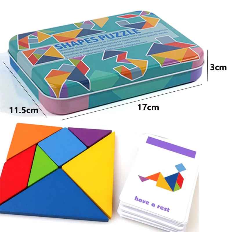 3D Wooden Animal Tangram Puzzle – Montessori Educational Toy for Kids