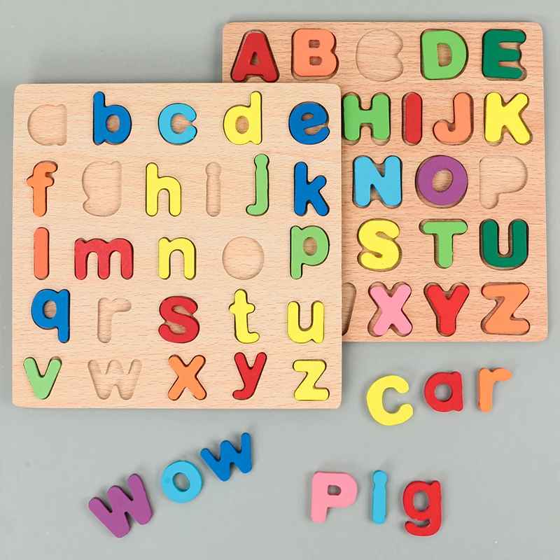 Alphabet & Numbers Wooden Puzzle Board – Montessori Learning Toy