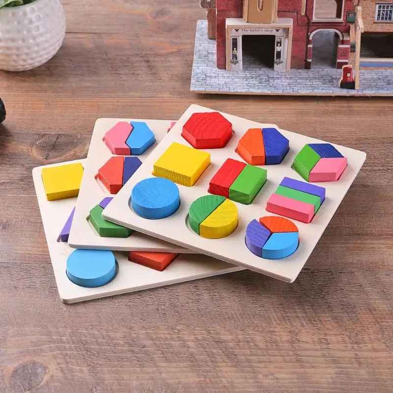 Wooden Geometric Shape Sorting Puzzle – Montessori Educational Toy