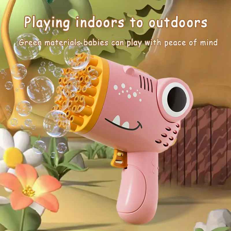 Dinosaur Electric Bubble Gun – 40-Hole Bubble Machine for Kids