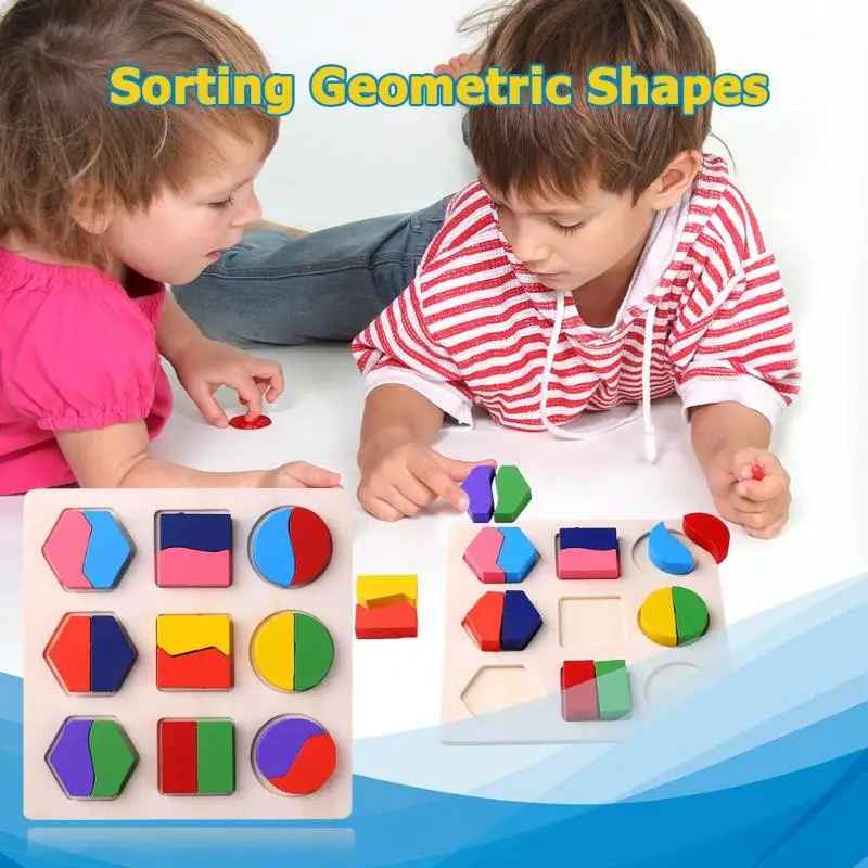 Wooden Geometric Shape Sorting Puzzle – Montessori Educational Toy