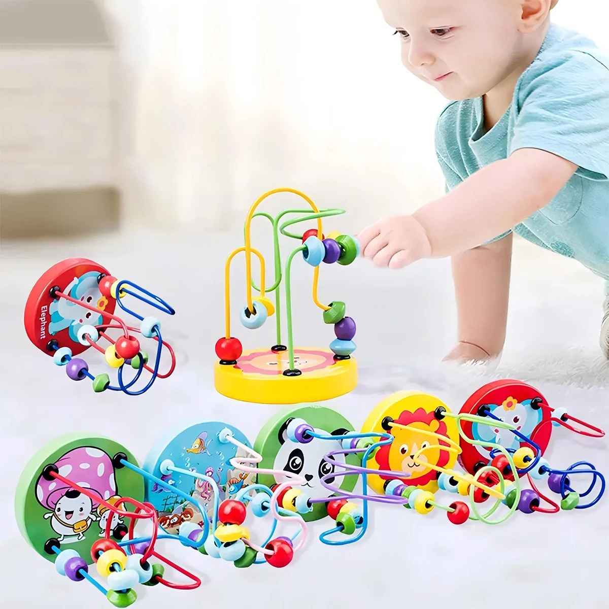 Wooden Bead Roller Coaster – Preschool Learning Maze Toy for Kids