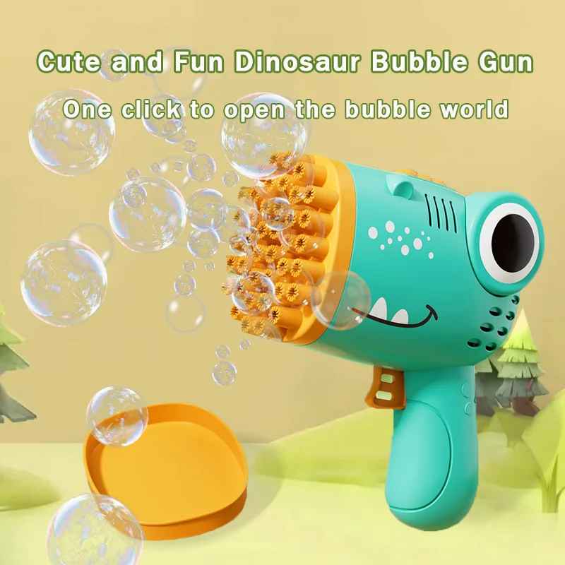 Dinosaur Electric Bubble Gun – 40-Hole Bubble Machine for Kids