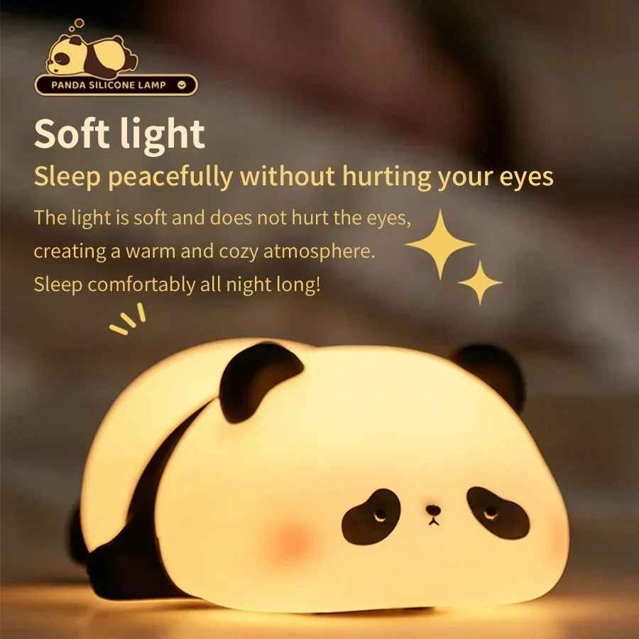 Panda LED Night Light – Touch Sensor Silicone Lamp for Kids Room