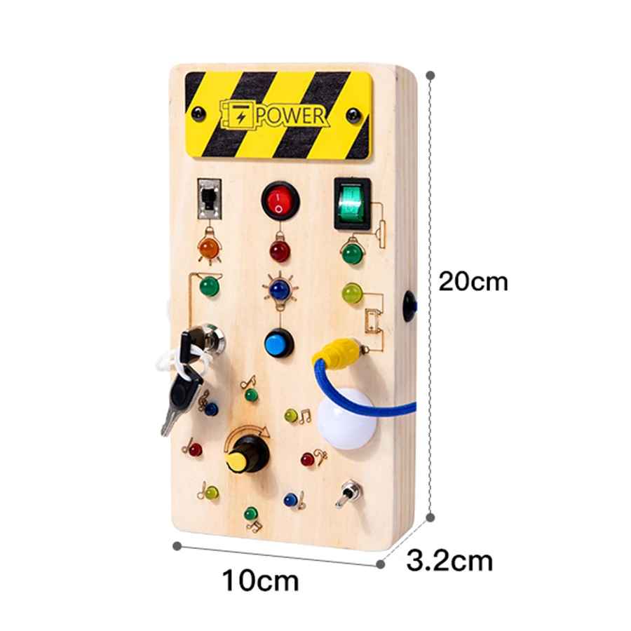 Montessori Wooden Busy Board with LED – Early Learning Toy for Kids