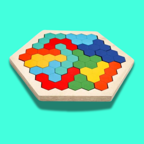 Colorful Wooden 3D Tangram Puzzle – Educational Shape Game for Kids