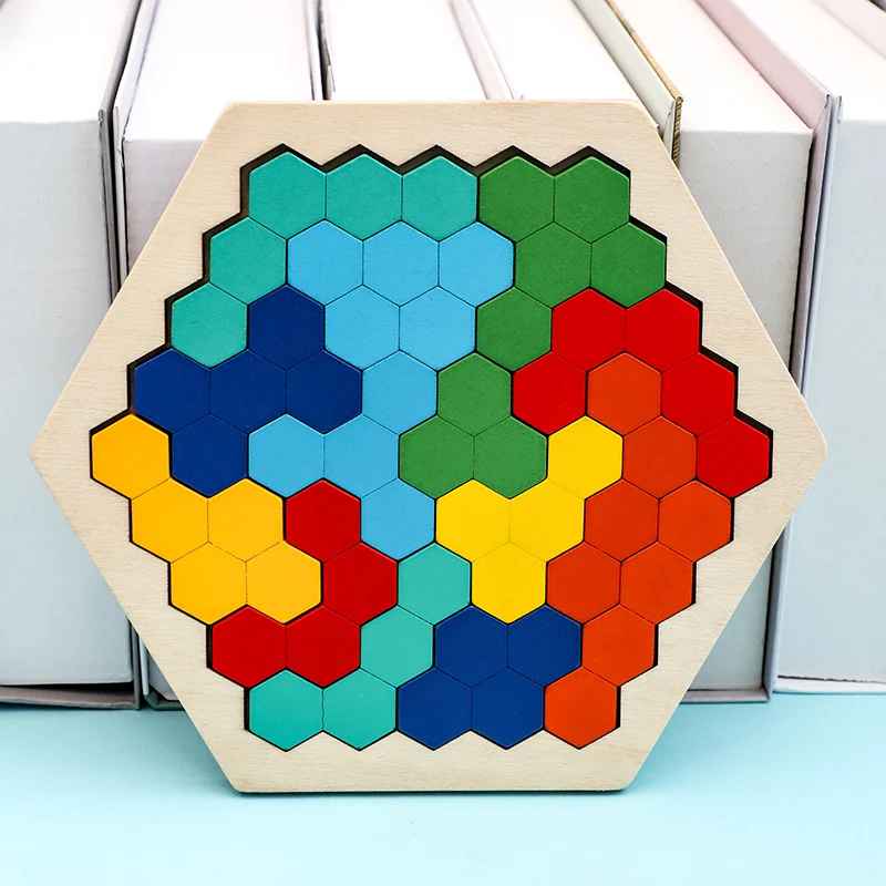 Colorful Wooden 3D Tangram Puzzle – Educational Shape Game for Kids
