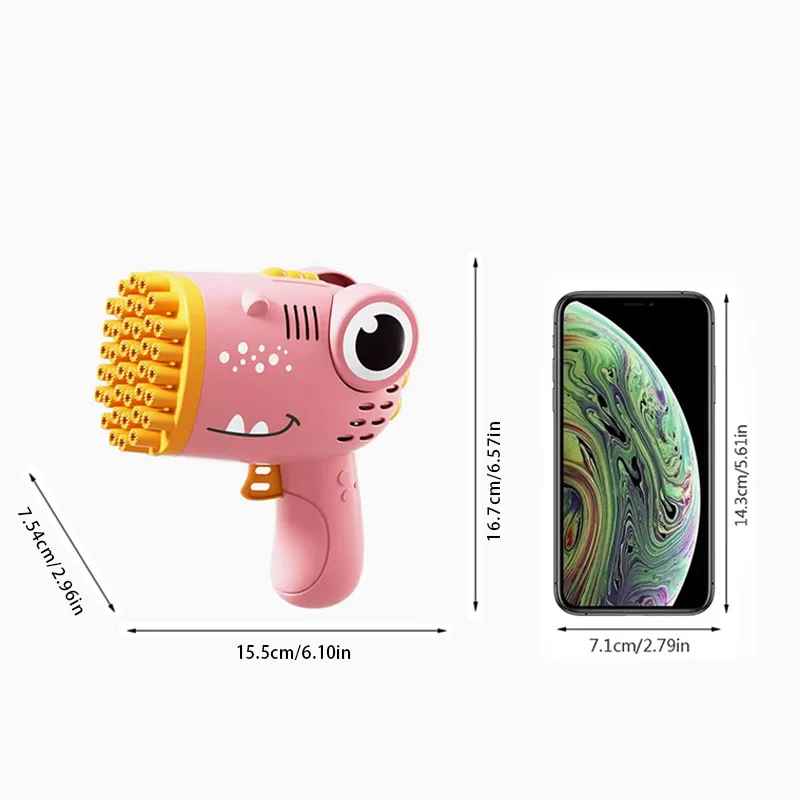 Dinosaur Electric Bubble Gun – 40-Hole Bubble Machine for Kids