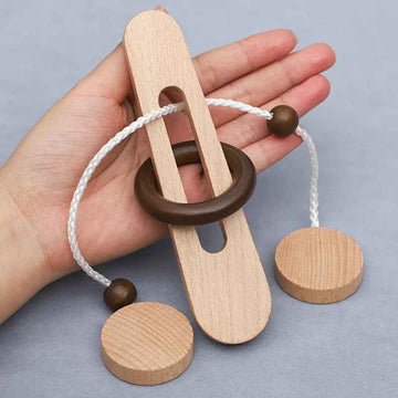Wooden Ring Escape Puzzle – Classic Brain Teaser Intelligence Toy
