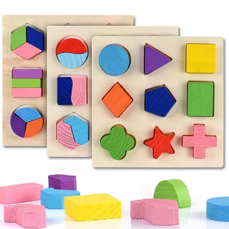 Wooden Geometric Shape Sorting Puzzle – Montessori Educational Toy