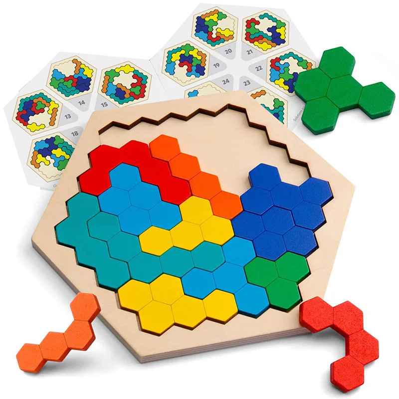 Colorful Wooden 3D Tangram Puzzle – Educational Shape Game for Kids