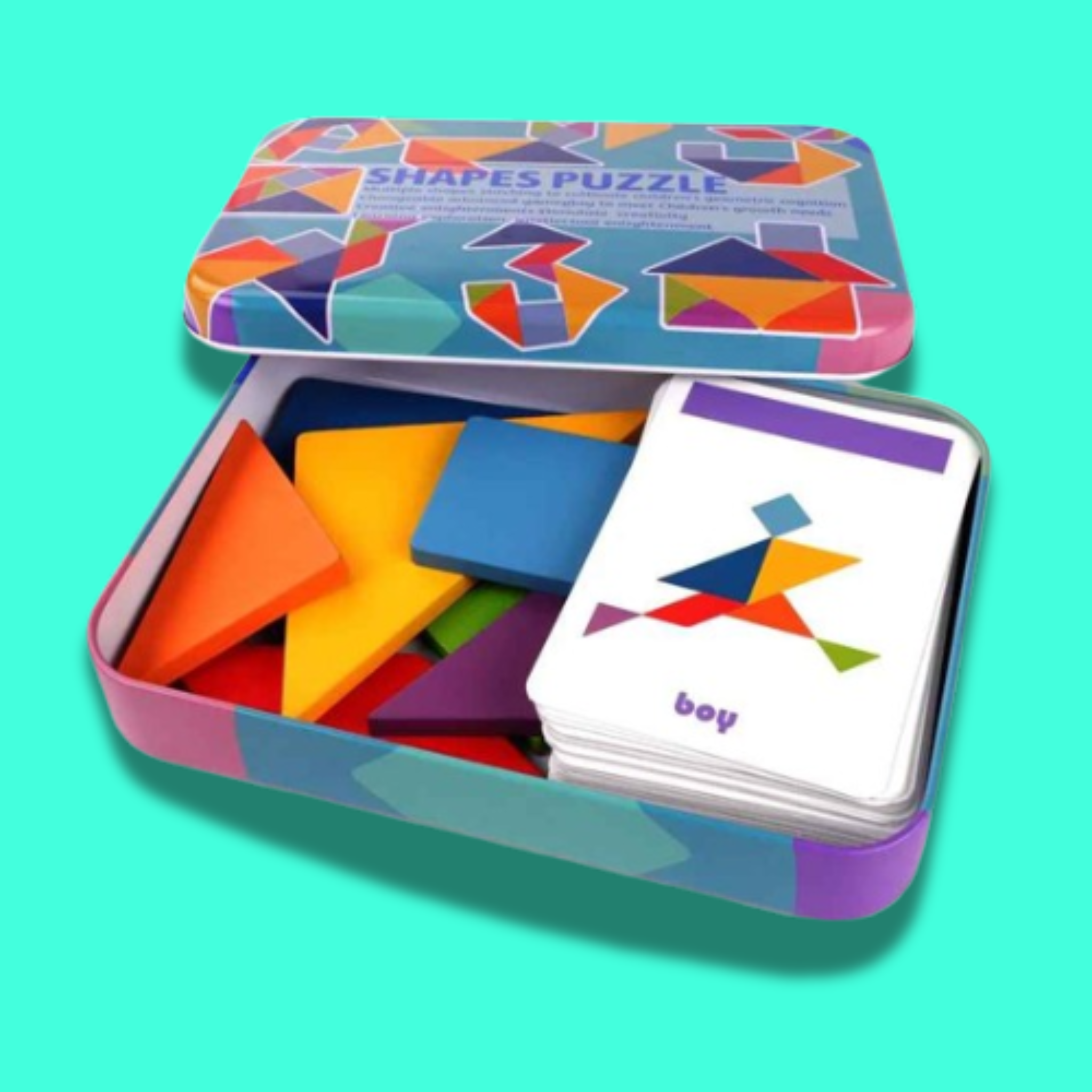 3D Wooden Animal Tangram Puzzle – Montessori Educational Toy for Kids