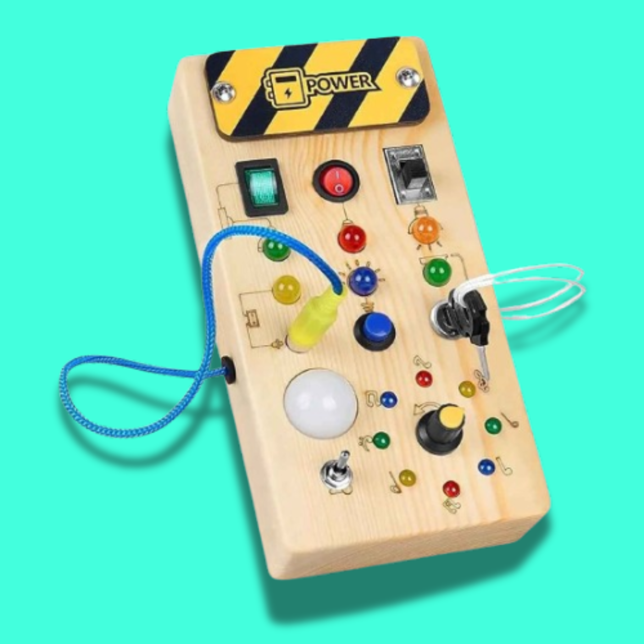 Montessori Wooden Busy Board with LED – Early Learning Toy for Kids