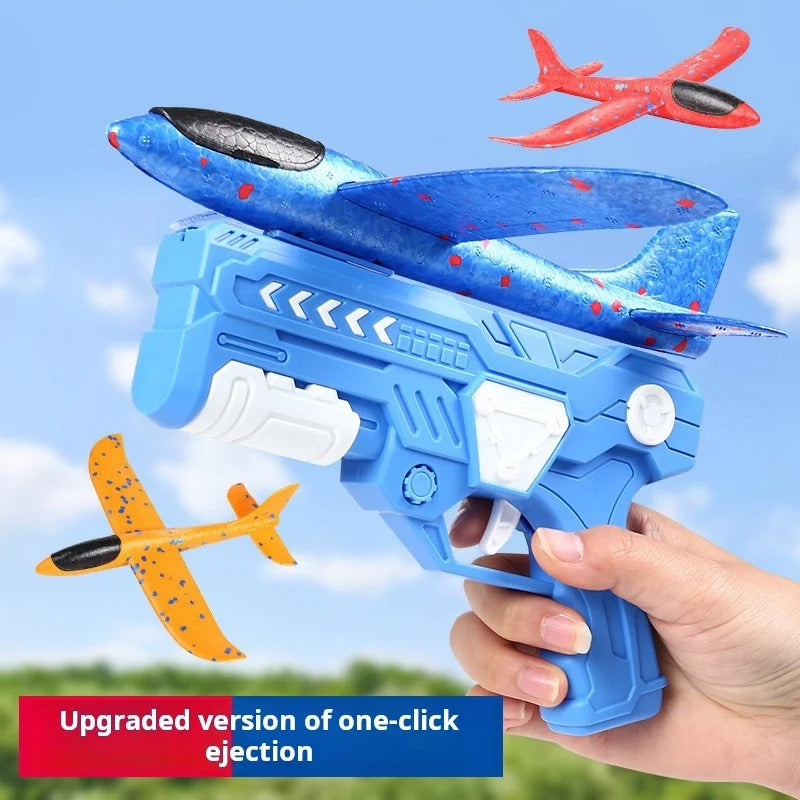 Foam Airplane Launcher Gun – Outdoor Gliding Plane Toy for Kids