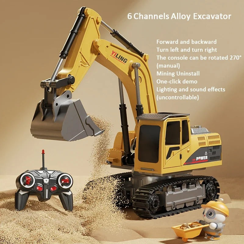 Alloy Remote Control Excavator Toy with Lights & Sound