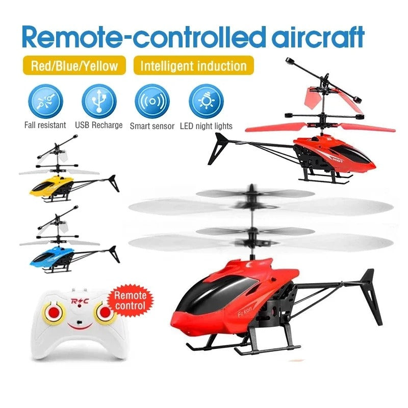 Rechargeable Mini RC Helicopter Drone – Fall-Resistant Remote Control Flying Toy for Kids