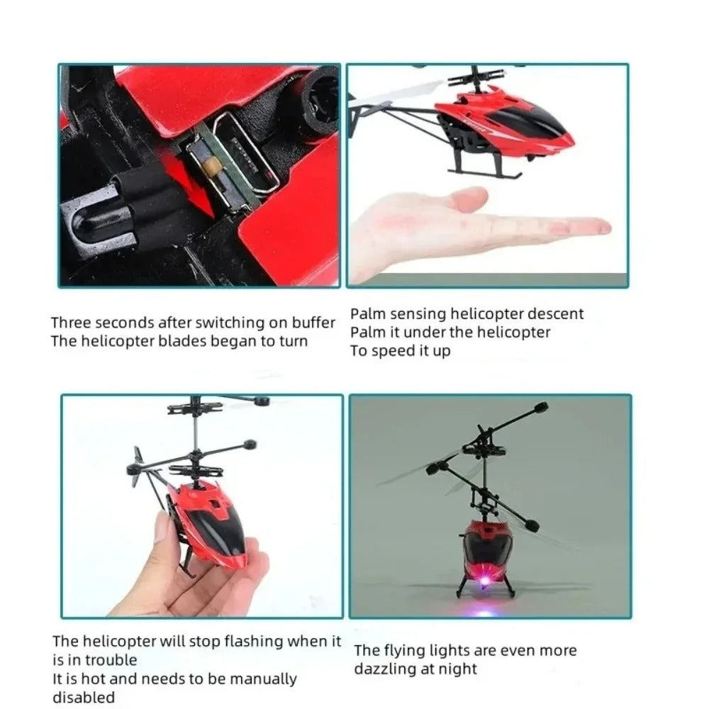 Rechargeable Mini RC Helicopter Drone – Fall-Resistant Remote Control Flying Toy for Kids
